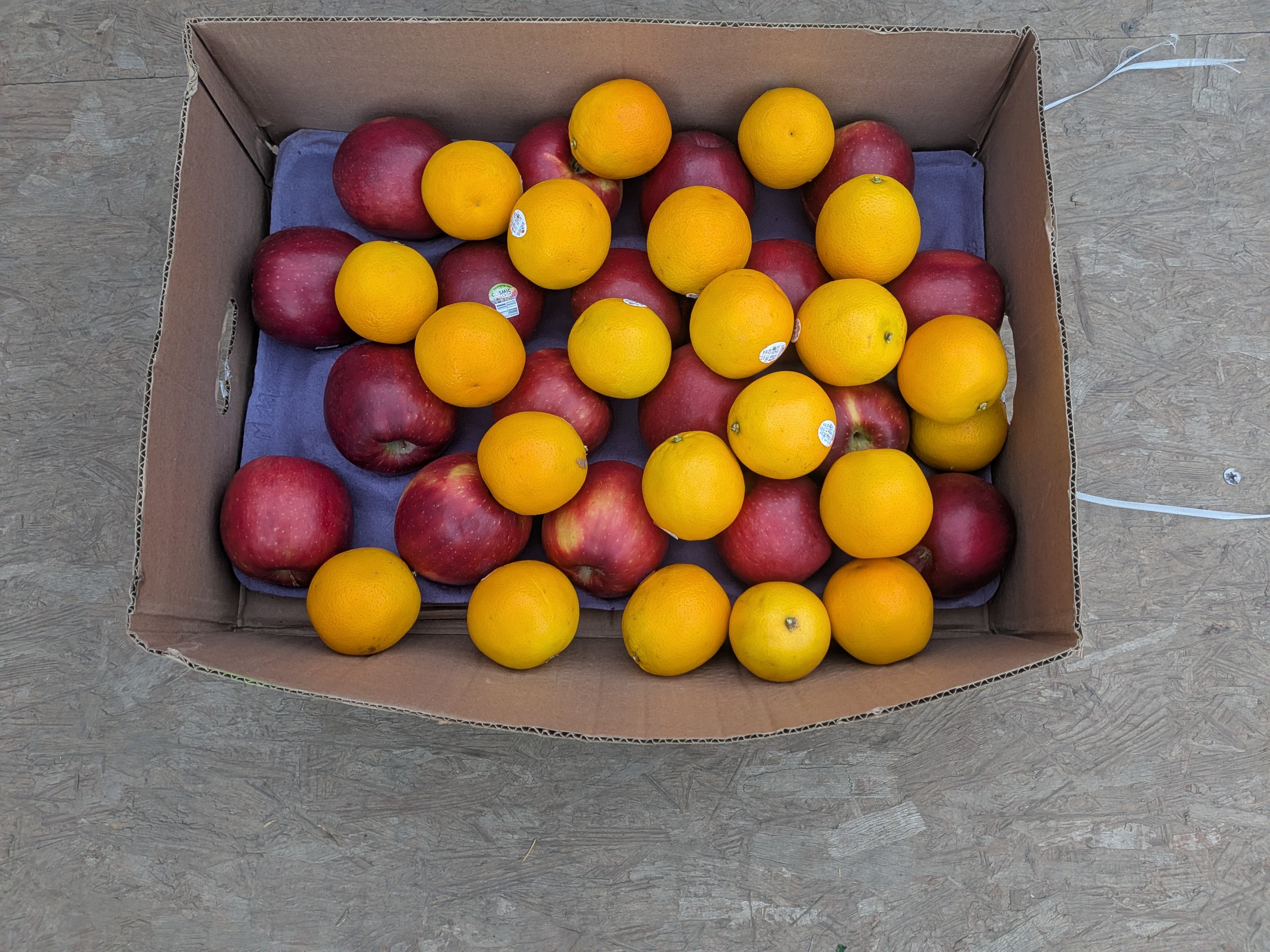 organic Valencia oranges and Organic cosmic crisp combo boxes
